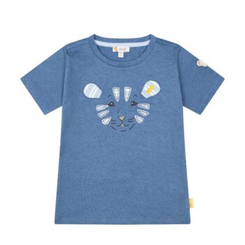 Steiff rövid ujjú póló 3D mintával - Mini Boys - Wild a Heart kollekció kék  | Bunny and Teddy