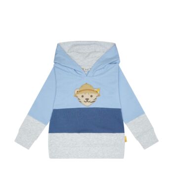 Steiff csíkos kötött pamut pulóver - Mini Boys - Wild a Heart kollekció világoskék  | Bunny and Teddy