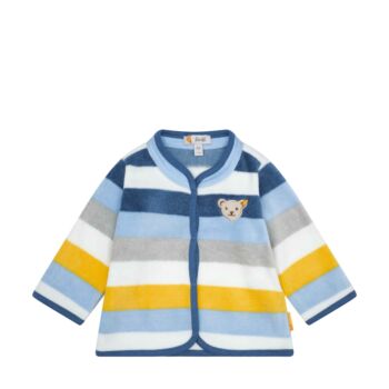 Steiff csíkos kardigán polár fleece anyagból - Baby Boys - Elephant Ride kollekció kék  | Bunny and Teddy