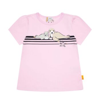 Steiff rövid ujjú fókás póló - Mini Girls - Beach Please kollekció rózsaszín  | Bunny and Teddy