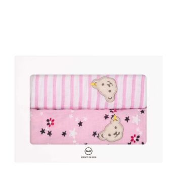 Steiff Textil pelenka díszdobozban - 2db-os csomag - Baby Girls - Beach Please kollekció rózsaszín  | Bunny and Teddy