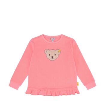 Steiff pamut pulóver sípoló hangot kiadó macival az elején - Mini Girls - Garden Party kollekció rózsaszín  | Bunny and Teddy