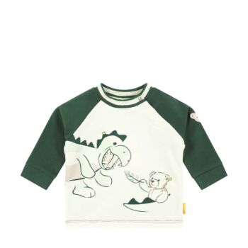 Steiff pamut pulóver Baby Boys - Dino Zone sötétzöld  | Bunny and Teddy