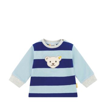 Steiff csíkos pamut pulóver Baby Boys Red Panda világos kék  | Bunny and Teddy
