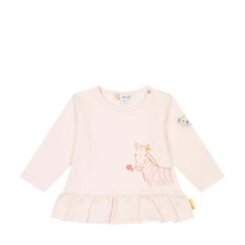 Steiff zebrás hosszú ujjú póló Baby Girls – Wild City kollekció világos rózsaszín  | Bunny and Teddy