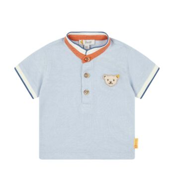 Steiff rövid ujjú állógalléros póló - Baby boys - Catcher kollekció világoskék  | Bunny and Teddy