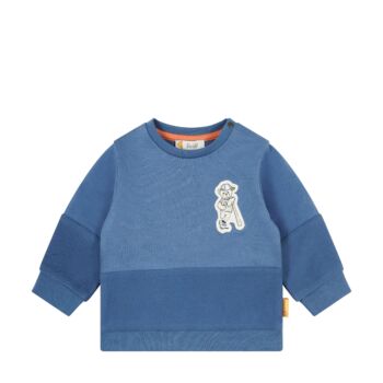 Steiff nyakánál patentos pamut pulóver, melegítő felső - Baby boys - Catcher kollekció kék  | Bunny and Teddy