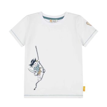 Steiff rövid ujjú kalóz macis póló - Mini Boys - Aligator Island kollekció fehér  | Bunny and Teddy