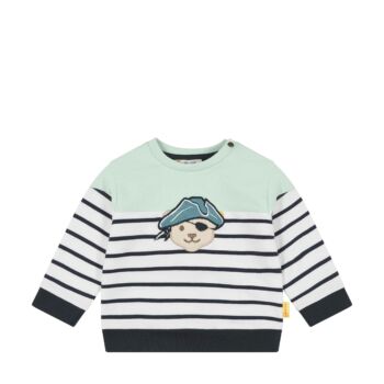 Steiff kalózós pamut pulóver nyakán patenttal - Baby Boys - Aligator Island kollekció világos zöld  | Bunny and Teddy