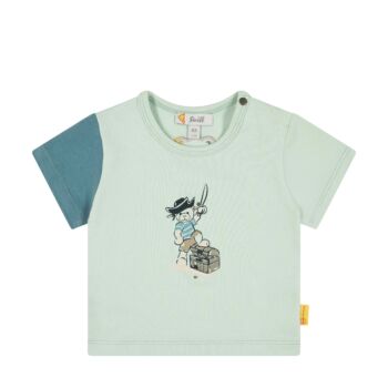 Steiff rövid ujjú kalóz macis póló a nyakán patenttal - Baby Boys - Aligator Island kollekció világos zöld  | Bunny and Teddy