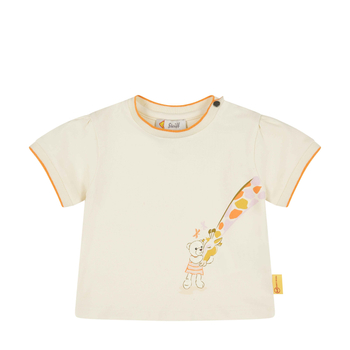 Steiff rövid ujjú nyakán patentos póló - Baby girls - Blossom kollekció bézs  | Bunny and Teddy