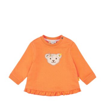 Steiff alján fodros pamut pulóver nyakán patenttal - Baby girls - Blossom kollekció narancssárga  | Bunny and Teddy