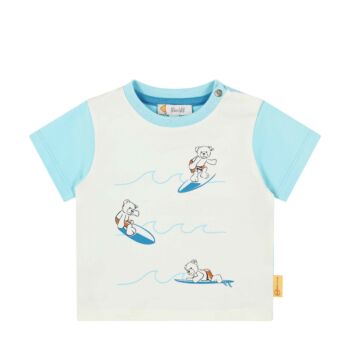 Steiff szörföző macis rövid ujjú póló - Baby Boys - surfing kollekció világos kék  | Bunny and Teddy