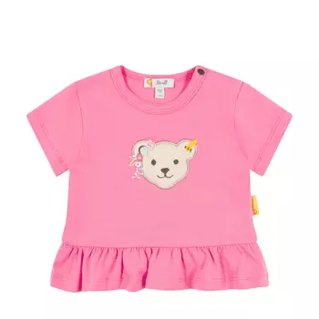 Steiff rövid ujjú fodros derekú póló - Baby girls - California Dream kollekció rózsaszín  | Bunny and Teddy