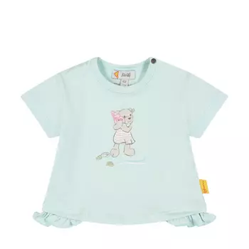 Steiff rövid ujjú fodros derekú póló - Baby girls - California Dream kollekció világos kék  | Bunny and Teddy